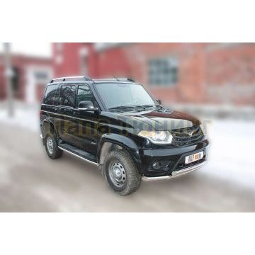 Защита передняя двойная (КРУГ+ОВАЛ) D 76,1/75х42 ALFeko для УАЗ Патриот Пикап 2014-