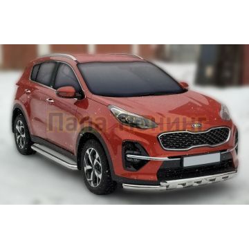 Передняя дуга с защитой (Shark) D 60,3/60,3 (В том числе GT-Line) ALFeko для Kia Sportage 2018-