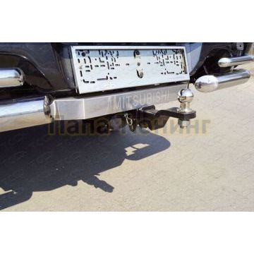 Фаркоп (надпись Mitsubishi, усиленный, оцинкованный, шар E)ТСС для Mitsubishi L200 2015-2018/2019- (без зад. бампера)