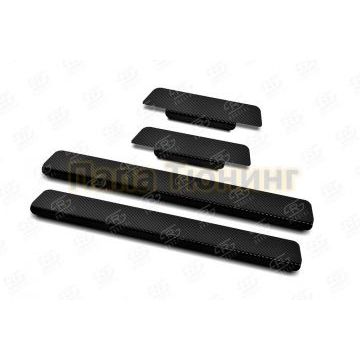 Накладки на пороги RUSSTAL (нерж., карбон) для Kia Rio 2017- Накладки на пороги RUSSTAL (нерж., карбон) для Kia Rio 2017-