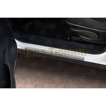 Накладки на пороги RUSSTAL (нерж., шлиф) для Lada Niva Travel 2021-