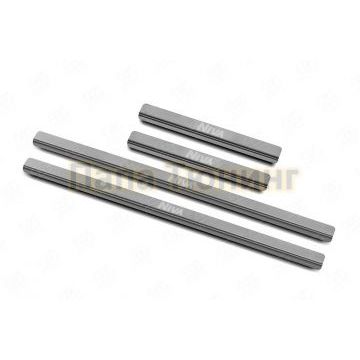 Накладки на пороги RUSSTAL (нерж., шлиф., надпись) для Lada Niva Travel 2021-