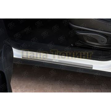 Накладки на пороги RUSSTAL (нерж., шлиф., надпись) для Lada Niva Travel 2021-