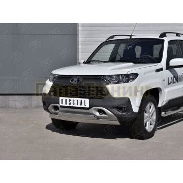 Защита переднего бампера d75х42 дуга-d75х42 дуга РусСталь для Lada Niva Travel 2021-