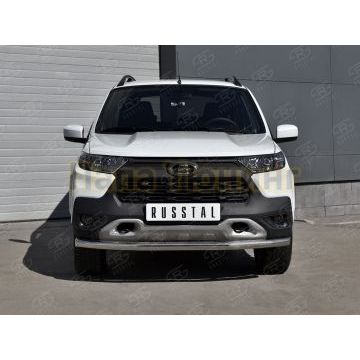 Защита переднего бампера d57 секции РусСталь для Lada Niva Travel 2021-