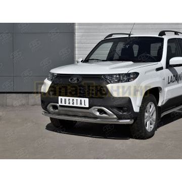 Защита переднего бампера d57 секции РусСталь для Lada Niva Travel 2021-