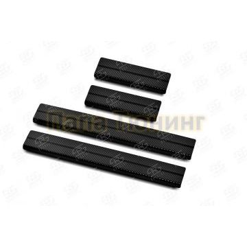 Накладки на пороги RUSSTAL (нерж., карбон) для Toyota RAV4 2019- Накладки на пороги RUSSTAL (нерж., карбон) для Toyota RAV4 2019-