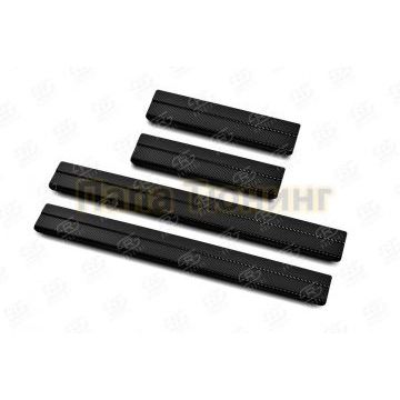 Накладки на пороги RUSSTAL (нерж., карбон) для Nissan X-Trail 2015- Накладки на пороги RUSSTAL (нерж., карбон) для Nissan X-Trail 2015-