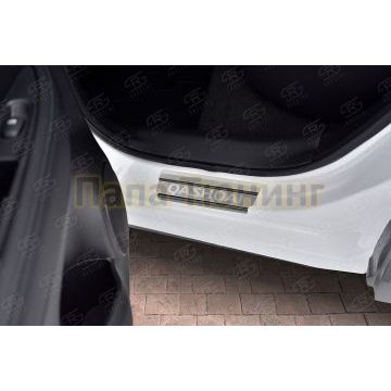 Накладки на пороги RUSSTAL (нерж., шлиф., надпись) для Nissan Qashqai 2014-2019