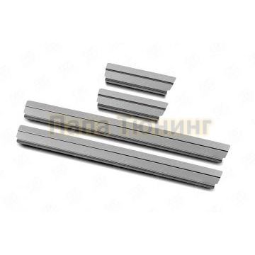 Накладки на пороги RUSSTAL (нерж., зеркало) для Nissan Qashqai 2014-2019