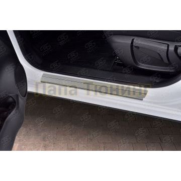 Накладки на пороги RUSSTAL (нерж., зеркало) для Nissan Qashqai 2014-2019