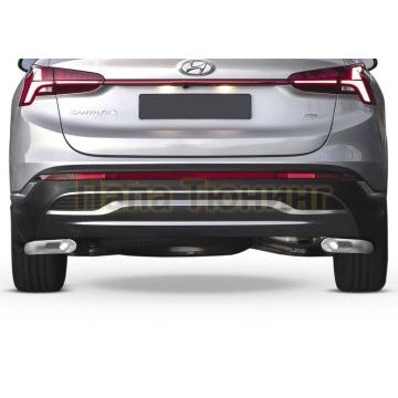 Защита заднего бампера d57 уголки RIVAL для Hyundai Santafe 2021-