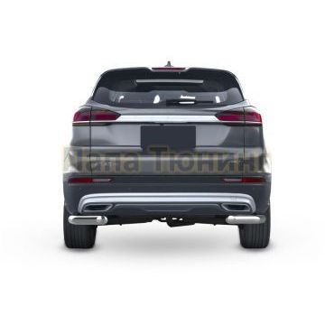 Защита заднего бампера d57 уголки RIVAL для Geely Atlas PRO 2021-2024