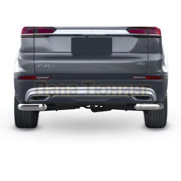 Защита заднего бампера d57 уголки RIVAL для Geely Atlas PRO 2021-2024