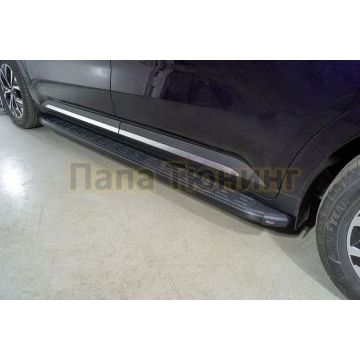 Пороги алюминиевые с пластиковой накладкой (карбон черные) 2120 мм ТСС для Kia Carnival 2021- Пороги алюминиевые с пластиковой накладкой (карбон черные) 2120 мм ТСС для Kia Carnival 2021-