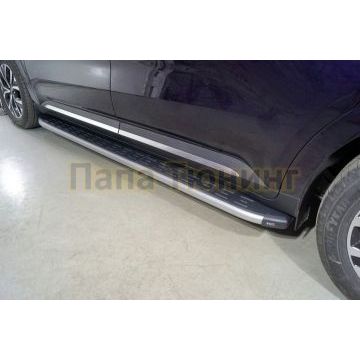 Пороги алюминиевые с пластиковой накладкой (карбон серебро) 2120 мм ТСС для Kia Carnival 2021- Пороги алюминиевые с пластиковой накладкой (карбон серебро) 2120 мм ТСС для Kia Carnival 2021-