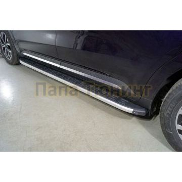 Пороги алюминиевые с пластиковой накладкой 2120 мм ТСС для Kia Carnival 2021- Пороги алюминиевые с пластиковой накладкой 2120 мм ТСС для Kia Carnival 2021-