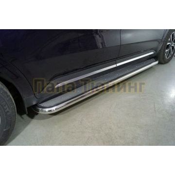 Пороги с площадкой (нерж. лист) 60,3 мм ТСС для Kia Carnival 2021-