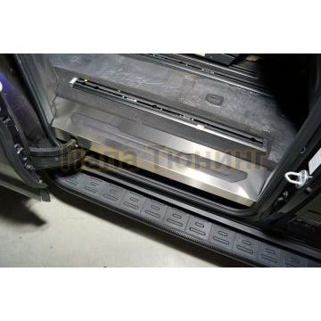 Накладки на пластиковые пороги задние (лист шлифованные) 2 шт ТСС для Kia Carnival 2021-