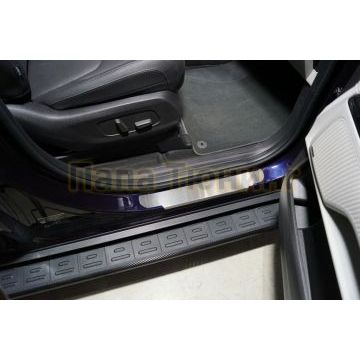 Накладки на пороги передние (лист шлифованный) 2 шт ТСС для Kia Carnival 2021-