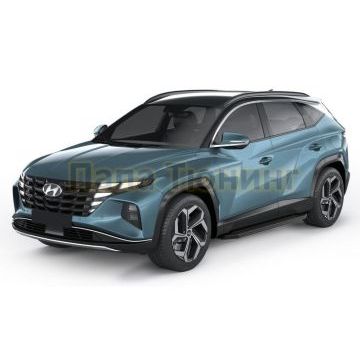Пороги Rival Black-Premium для Hyundai Tucson 2021-/Kia Sportage V 2022-/Hyundai Santa Fe 2021-/ Kia Sorento 2020-