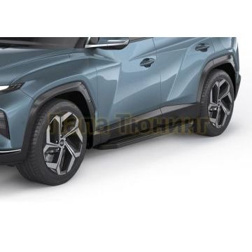 Пороги Rival Black-Premium для Hyundai Tucson 2021-/Kia Sportage V 2022-/Hyundai Santa Fe 2021-/ Kia Sorento 2020-