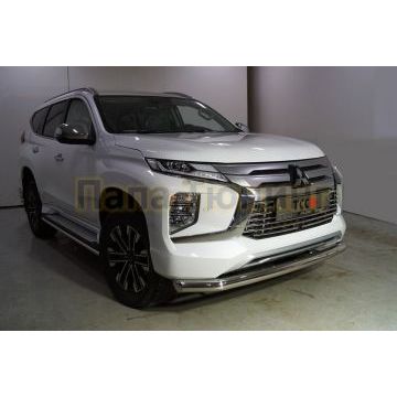 Защита передняя нижняя 76,1 мм ТСС для Mitsubishi Pajero Sport 2021-