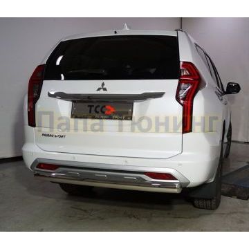 Защита задняя (овальная) 75х42 мм ТСС для Mitsubishi Pajero Sport 2021-