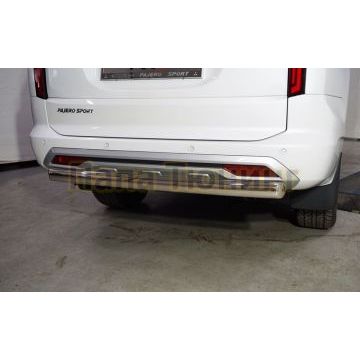 Защита задняя (овальная) 75х42 мм ТСС для Mitsubishi Pajero Sport 2021-