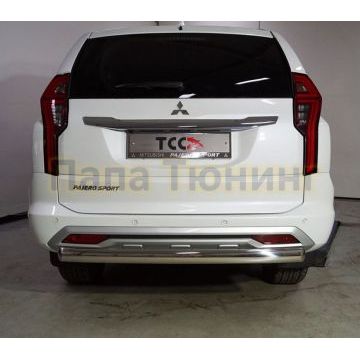 Защита задняя (овальная) 75х42 мм ТСС для Mitsubishi Pajero Sport 2021-