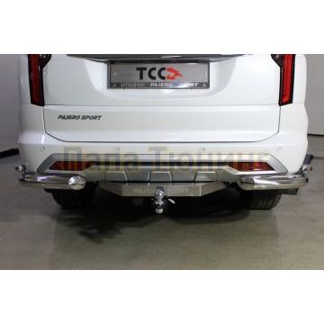 Защита задняя (уголки двойные) 76,1/42,4 мм ТСС для Mitsubishi Pajero Sport 2021-