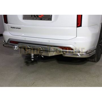 Защита задняя (уголки двойные) 76,1/42,4 мм ТСС для Mitsubishi Pajero Sport 2021-