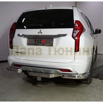 Защита задняя (уголки) 76,1 мм ТСС для Mitsubishi Pajero Sport 2021-
