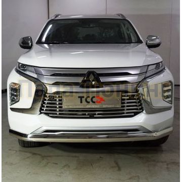 Защита передняя нижняя (овальная) 75х42 мм ТСС для Mitsubishi Pajero Sport 2021-