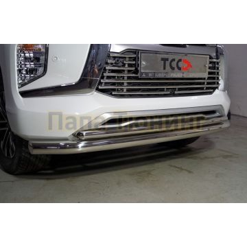 Защита передняя нижняя (двойная) 76,1/42,4 мм ТСС для Mitsubishi Pajero Sport 2021-