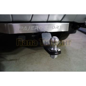 Фаркоп (надпись Pajero Sport, оцинкованный, шар E нерж.) ТСС для Mitsubishi Pajero Sport 2021-