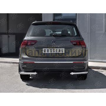 Защита заднего бампера уголки d57 секции Руссталь для Volkswagen Tiguan 2020- (кроме R-LINE)