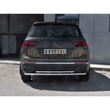 Защита заднего бампера d57 дуга-d42 дуга Руссталь для Volkswagen Tiguan 2020- (кроме R-LINE)