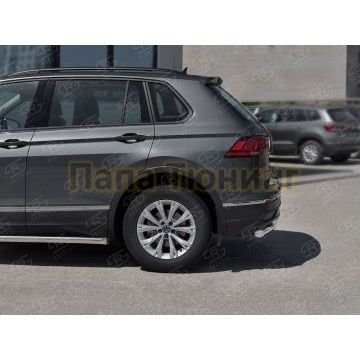 Защита заднего бампера d57 дуга-d42 дуга Руссталь для Volkswagen Tiguan 2020- (кроме R-LINE)