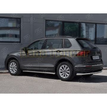 Защита заднего бампера d57 секции Руссталь для Volkswagen Tiguan 2020- (кроме R-LINE)