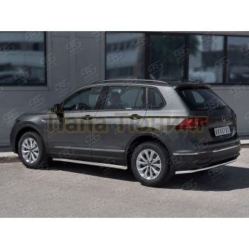 Защита заднего бампера d42 секции Руссталь для Volkswagen Tiguan 2020- (кроме R-LINE)