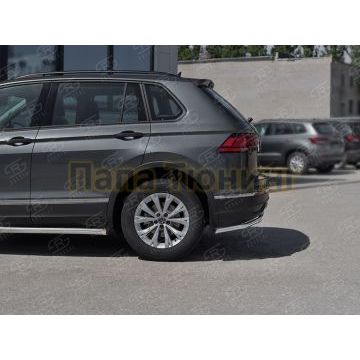Защита заднего бампера d42 секции Руссталь для Volkswagen Tiguan 2020- (кроме R-LINE)