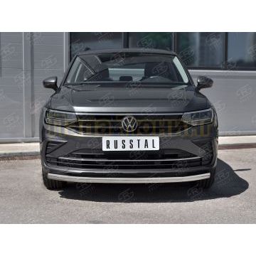 Защита переднего бампера d57 секции Руссталь для Volkswagen Tiguan 2020- (кроме R-LINE)