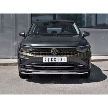 Защита переднего бампера d42 волна Руссталь для Volkswagen Tiguan 2020- (кроме R-LINE)