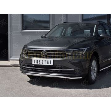 Защита переднего бампера d42 волна Руссталь для Volkswagen Tiguan 2020- (кроме R-LINE)