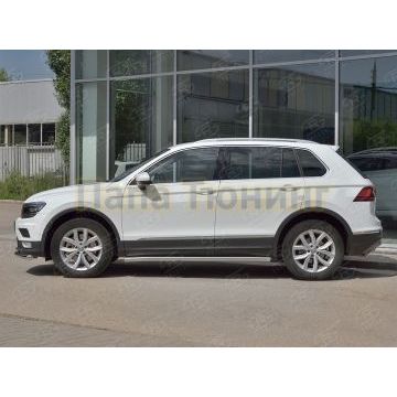 Пороги труба d57 секции (вариант 3) Руссталь для Volkswagen Tiguan 2020- (кроме R-LINE)