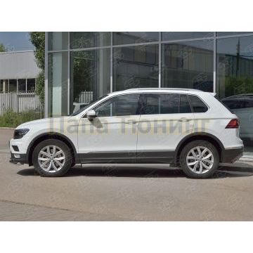 Пороги труба d57 секции (вариант 2) Руссталь для Volkswagen Tiguan 2020- (кроме R-LINE)