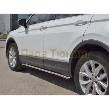 Пороги труба d42 секции (вариант 3) Руссталь для Volkswagen Tiguan 2020- (кроме R-LINE)
