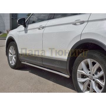 Пороги труба d42 секции (вариант 1) Руссталь для Volkswagen Tiguan 2020- (кроме R-LINE)
