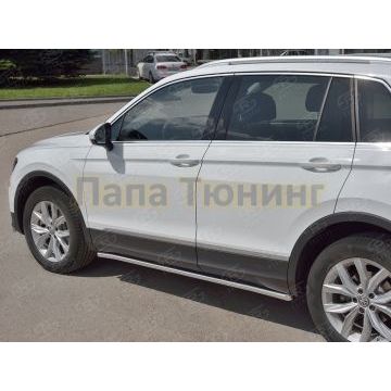 Пороги труба d42 секции (вариант 1) Руссталь для Volkswagen Tiguan 2020- (кроме R-LINE)